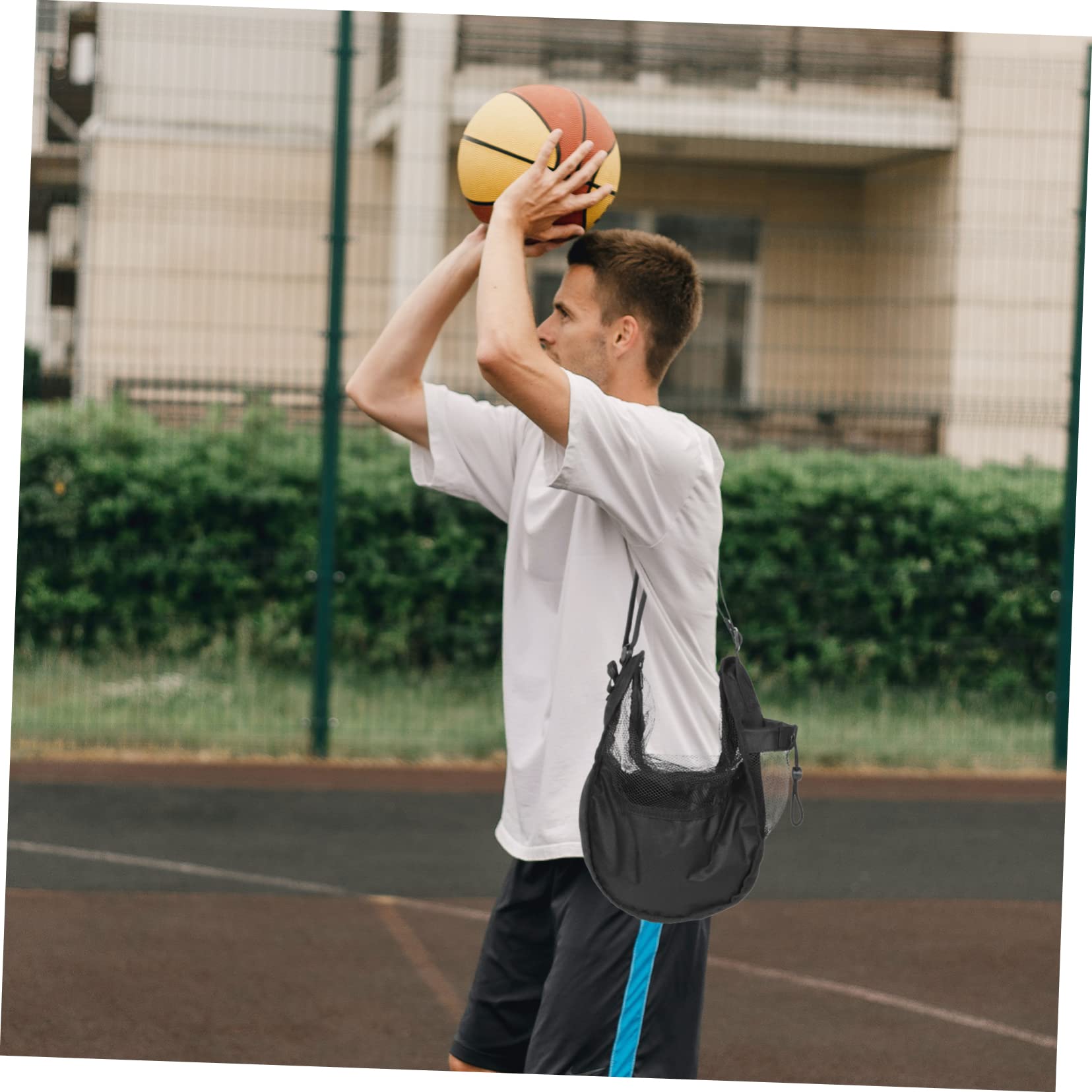 Toyvian borsa da basket palestra Borsa a tracolla pallacanestro di grandi dimensioni Maglia borsa per rete da basket borsa a rete per palloni borse da basket sacca sportiva Nero