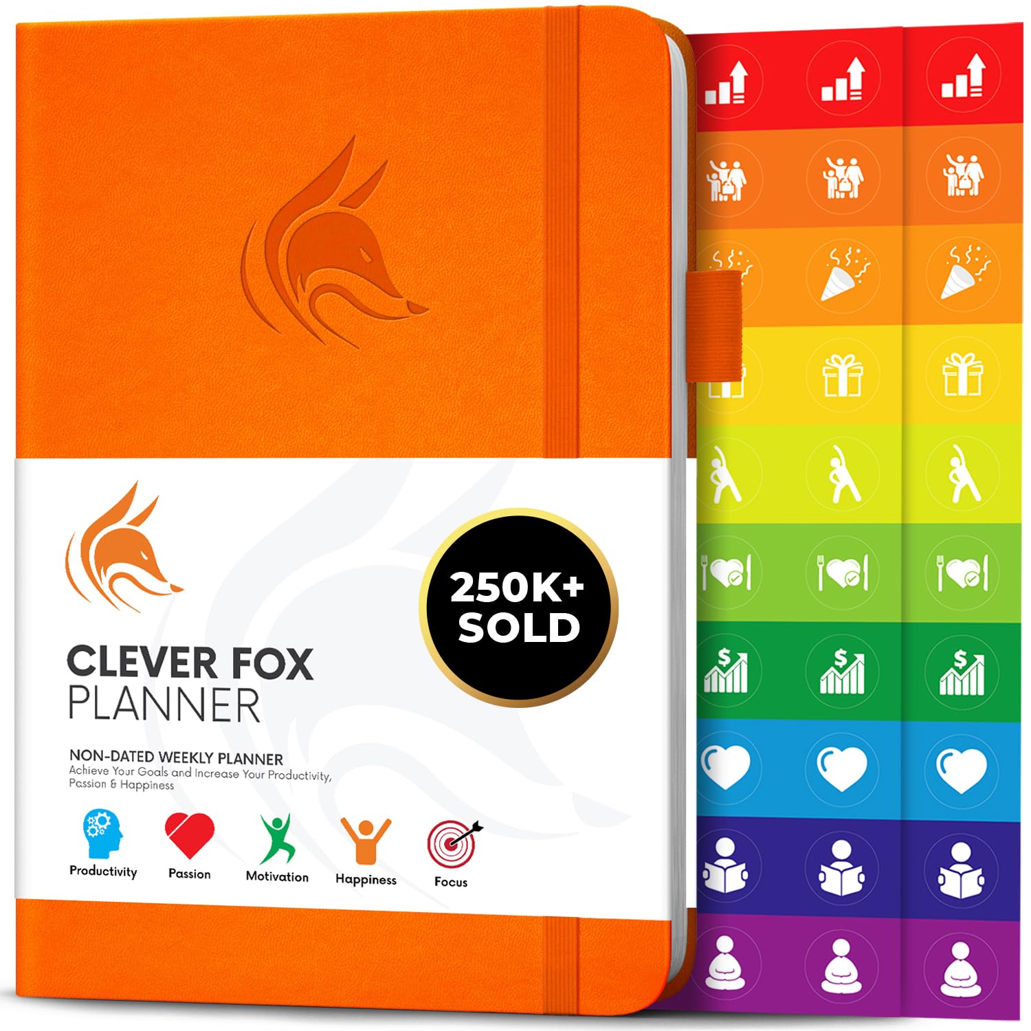 Clever Fox Planner – Undated Weekly & Monthly Planner for Productivity, Time Management & Goals – Organizer Journal – A5 (Orange)