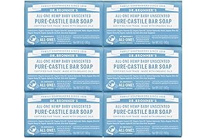 Dr. Bronner's Pure-Castile Bar Soap (Baby Unscented, 5 oz, 6-Pack)
