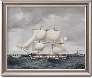 Framed Vintage Sailboat Canvas Wall Art Decor, Wall Prints for Bedroom Bathroom Office, Posters for Living Room Aesthetic, Nature Painting Artwork