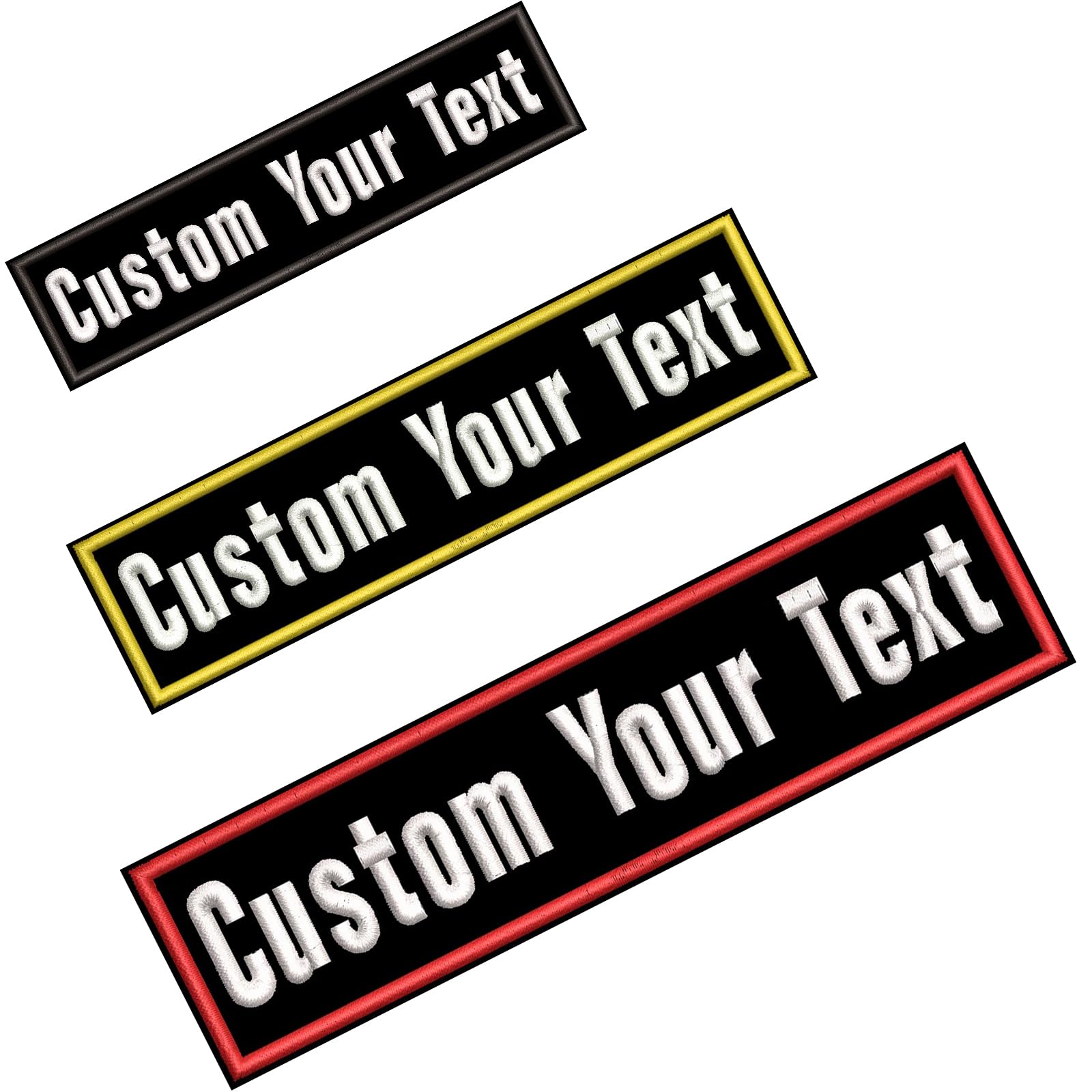 2 Patchs De Nom Personnalisés - Broderie Custom 10x2.5cm Ou 12.7x3.17cm | Velcro Ou Fer à Repasser