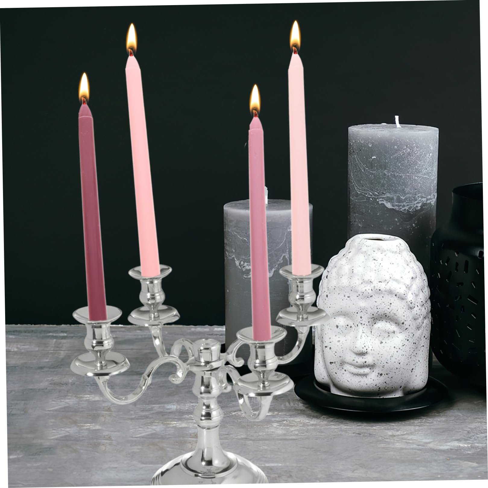 Baluue Candele Profumate Romantiche lungo Palo in Set da 4 Pezzi, Design Sfumatura Rosa Fragranza Delicata di Rosa, Decorazione per Matrimoni, e Feste, Materiale Sicuro senza Fumo