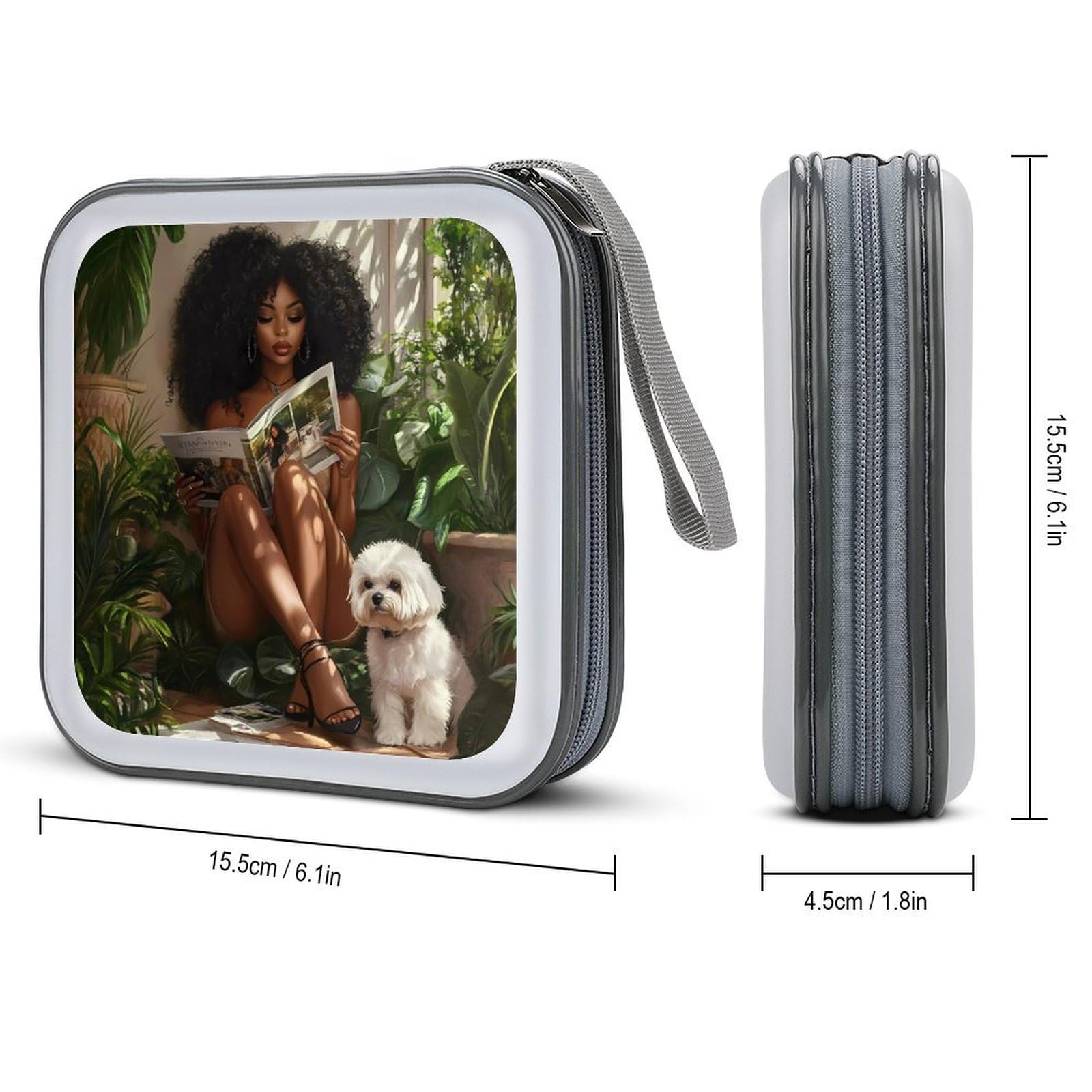 African American Black Woman CD Case Portable DVD Holder Storage Organizer for Home Travel