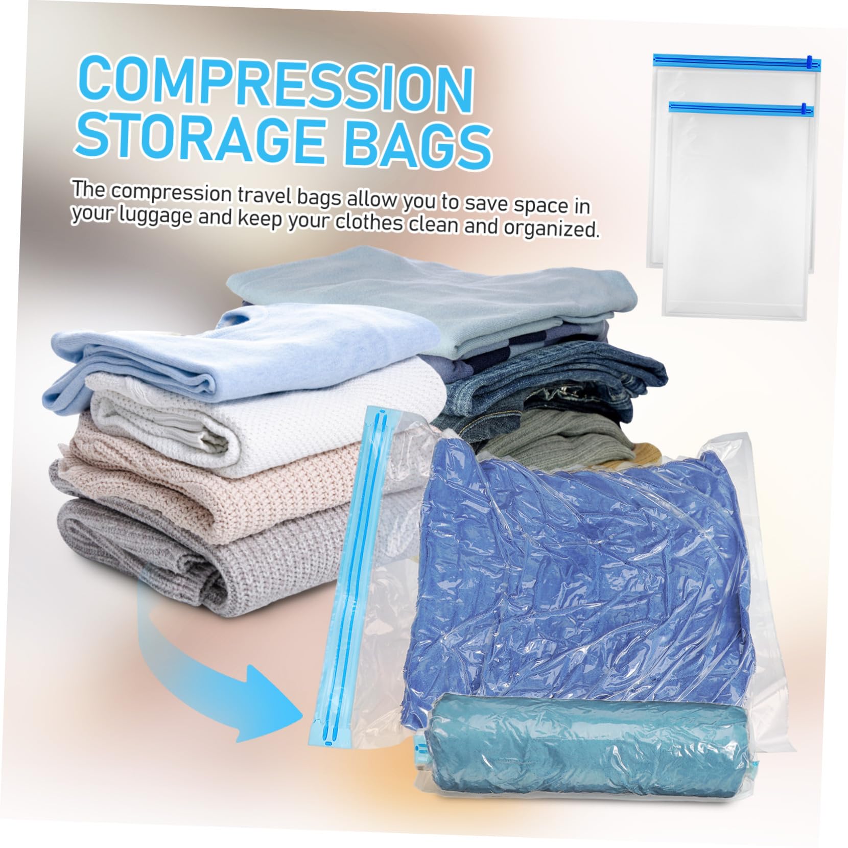 Rollbare Kompressionsbeutel Vakuum Reisetasche und aus Pa und Pe 12 Stück Platzsparend Einfach zu Benutzen für Kleidung und Bettwäsche für Reisen