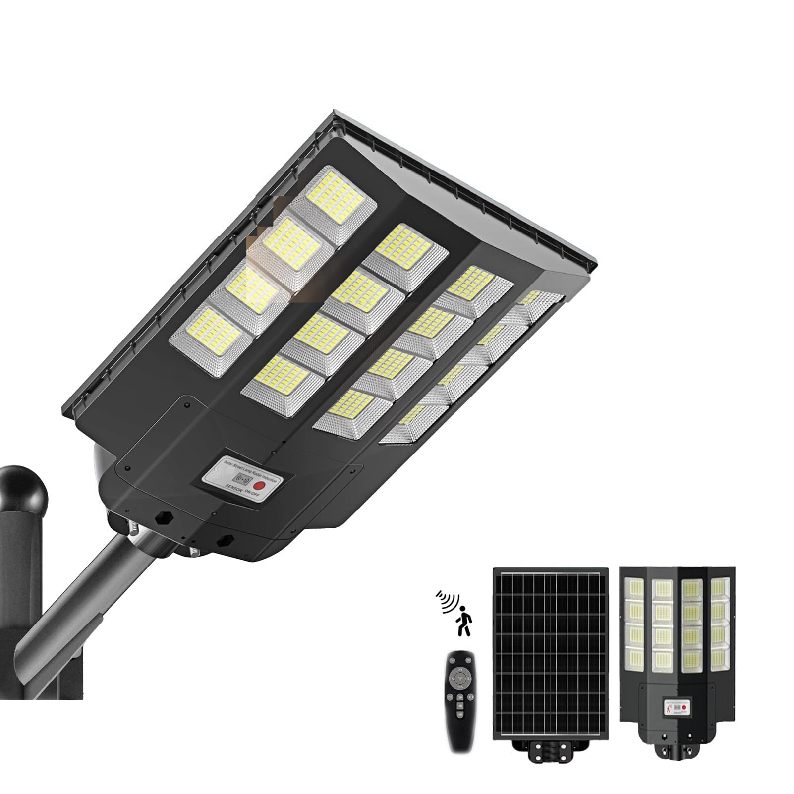 Lenlun Solar Street Lights Outdoor Waterproof, 1600W Motion Sensor Lights with 3 Modes Street Light IP66 Waterproof Solar Powered Wall Lights for Driveway Path Parking Lot