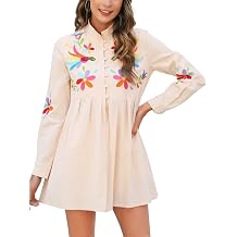 Mexican Blouse for Women Embroidered Traditional Floral Long Sleeve Button Down Shirts Cinco de Mayo Fiesta Outfit