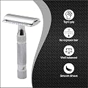 PEARL Shaving Double Edge Close Comb Safety Razor (SSH-05 Chrome) made with Brass Metal - Best Shaving Razor for Men | Classic & Traditional shaving Kit for Men | Premium blade razors | Valentine Gift Option gallery image