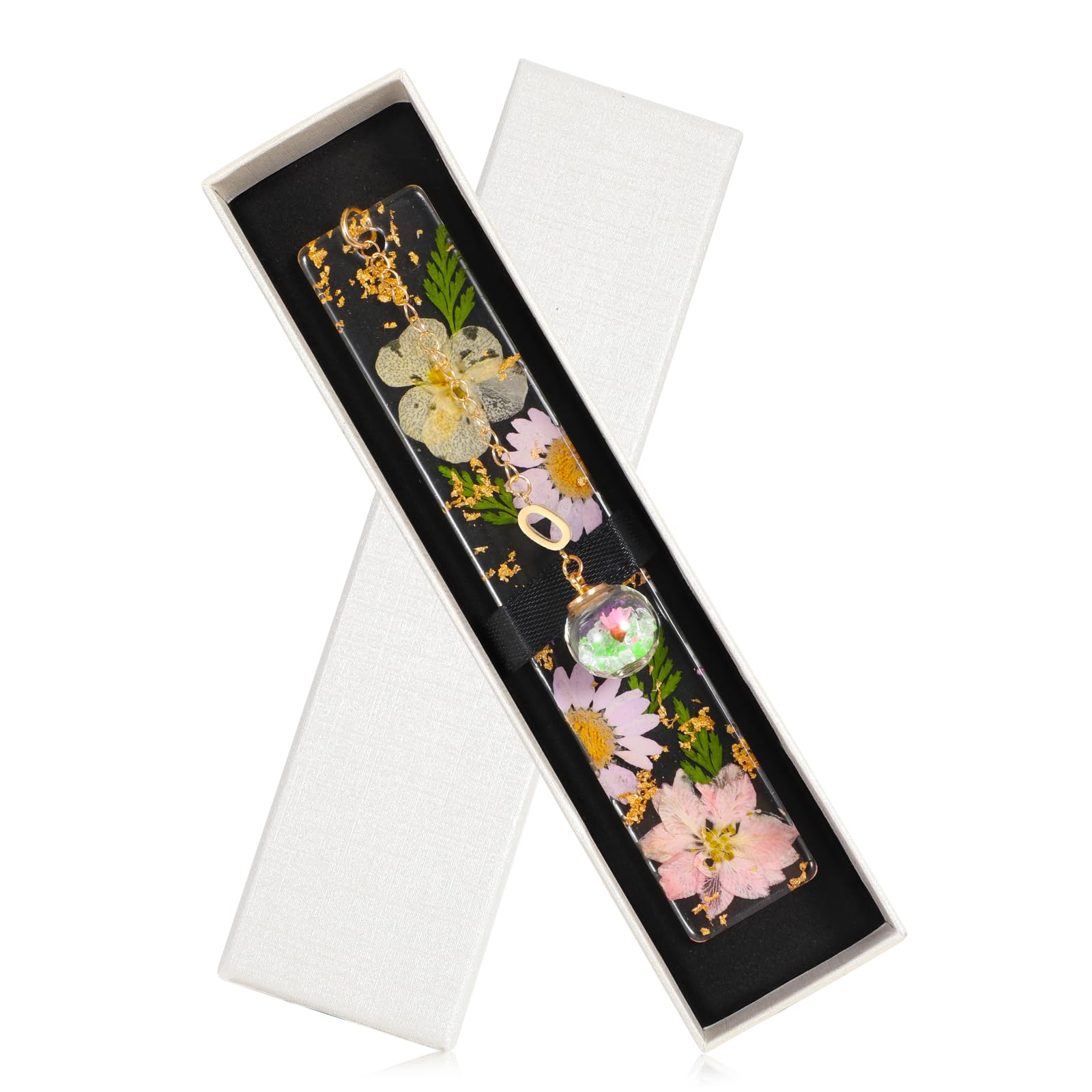 JSRQT Bookmark, Personalised Bookmark, Teacher Gifts, Original Book Mark, Initial O Bookmarks for Women, Cute Pressed Flower Book Marks Women, Lover Gifts for Readers, 26 Letters Page Reading Marker