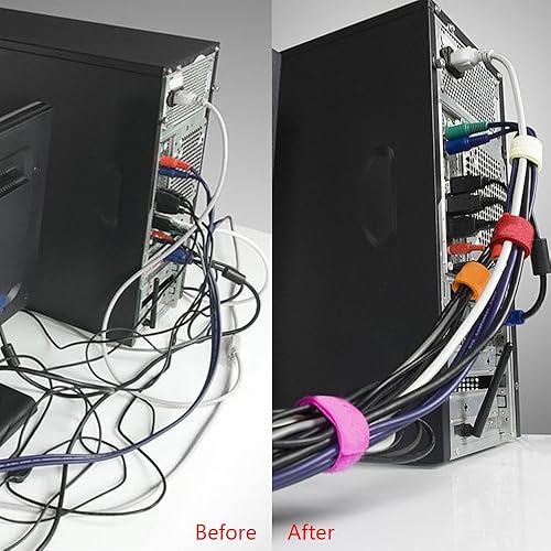 Miniatura 2 de Amarres reutilizables de sujeción para cables Pasow 50 piezas organizador para alambres sostén para cuerdas cordones para laptop PC TV 7 pulgadas