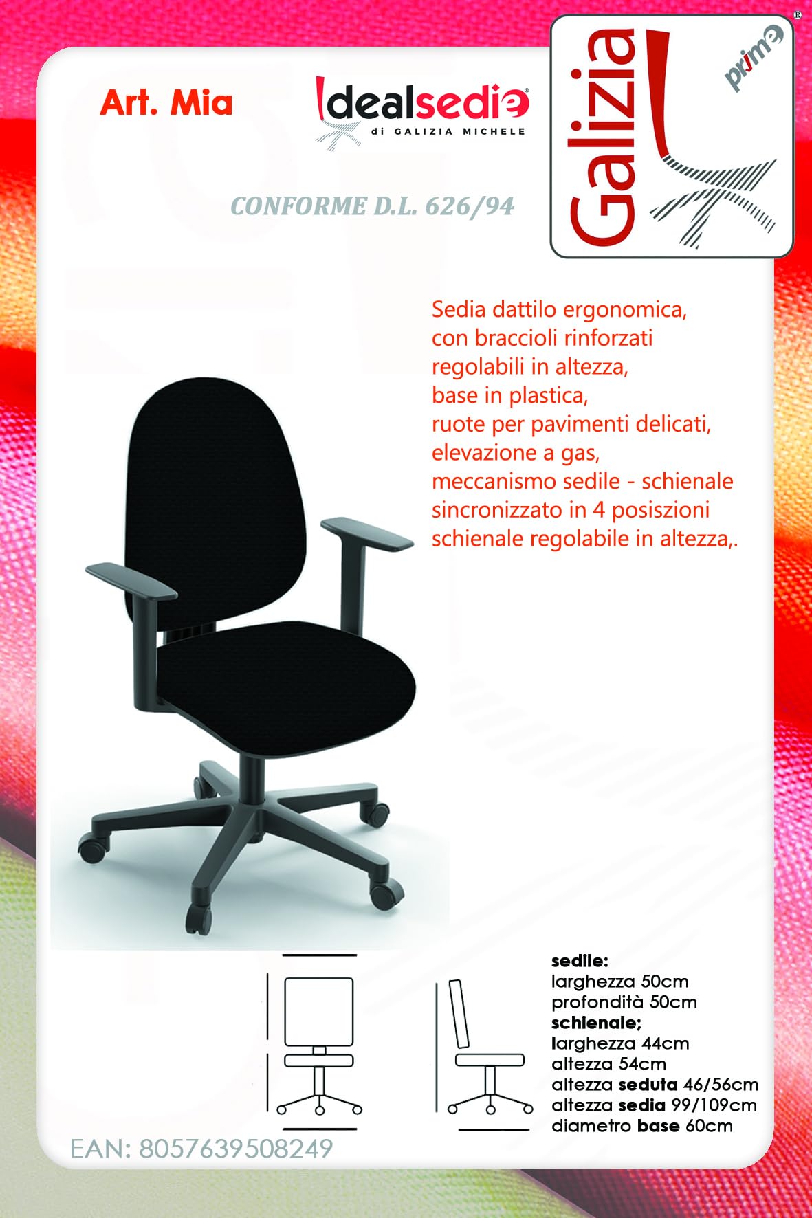 GALIZIA PRIME SEDIA DATTILO ERGONOMICA MIA (NERO)