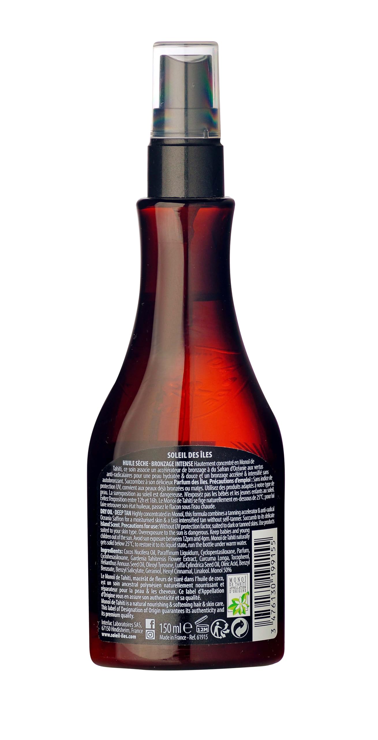 Soleil des Îles | 100% naturalny suchy olej do opalania - zapach wysp - akcelerator opalania - wyprodukowano we Francji