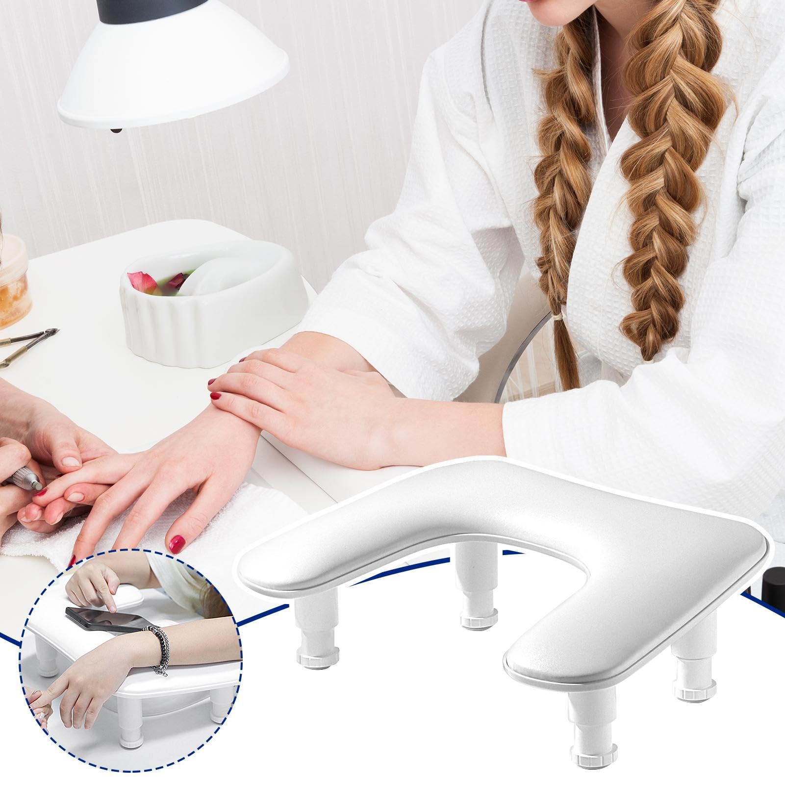 Podpórka Do Rąk Dla Techniki Manicure Regulowana Podstawka do Manicure w | Miękka Poduszka Na Przedramię Dla Manicure, Kobiet, Przyjęć, Salonu, Domu, Podróży, Sklepu