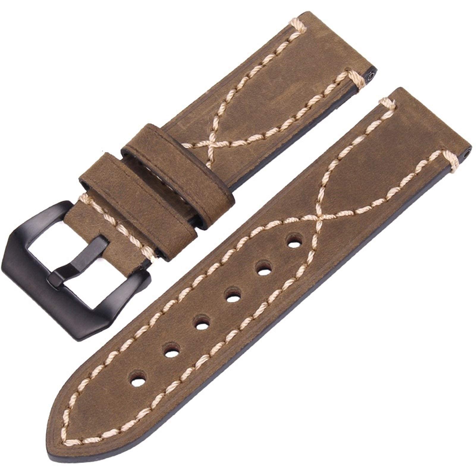 Leder Uhrengurt echtes Band 22mm 24mm Uhrenbandbänder Lady Men Armband Edelstahlschnalle