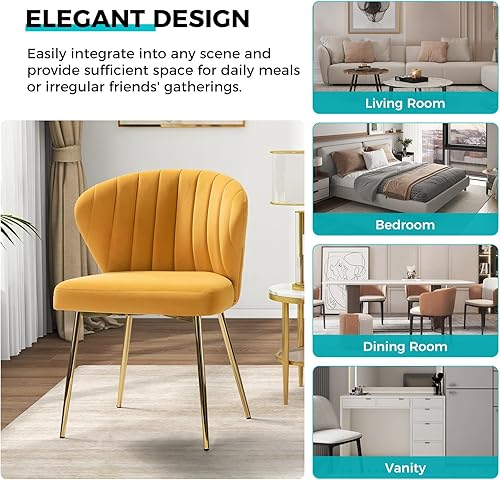 Miniatura 6 de TINA'S HOME Sillas modernas para sala de estar, comedor, pequeña silla decorativa de terciopelo con patas de metal dorado, bonita silla lateral