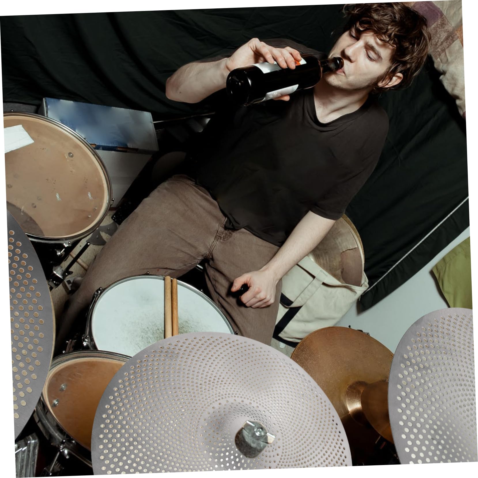Abaodam Drum Cymbals Set Silent Cymbal Muffler Alloy Material for Drum Practice