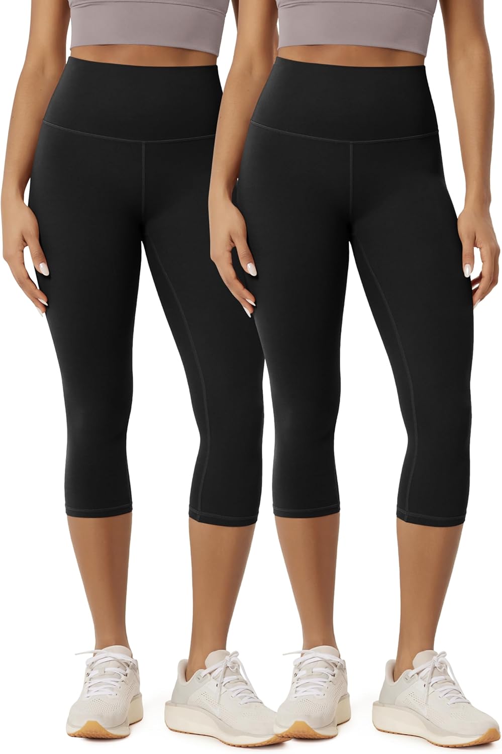 ODODOS 2-Pack Buttery Soft Lounge Yoga Capris for Women, 14" / 19" / 21" High Waist Capri Leggings