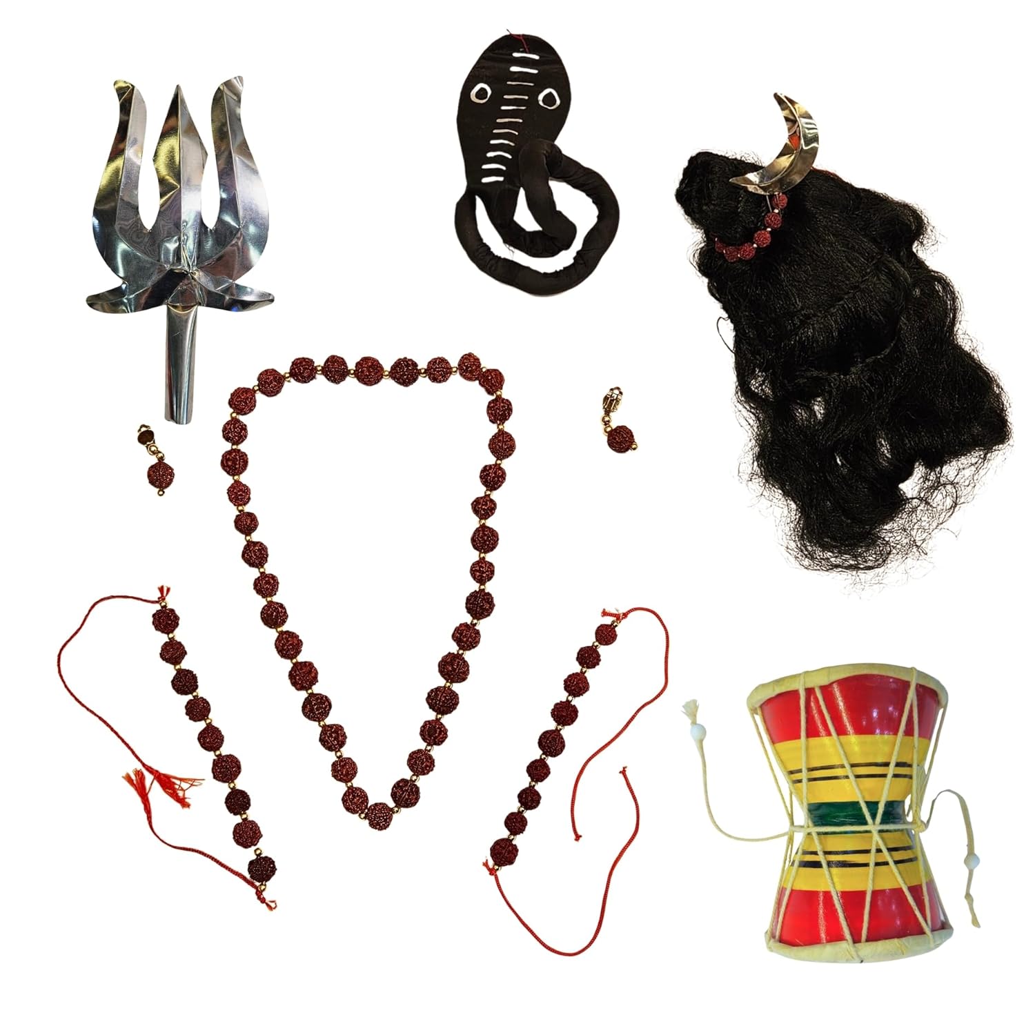 Kaku Fancy Dresses Shiv Jewellery for Boy| Lord Shiv Costume Accessories with Damru for Kids | Shivji Fancy Dress Jewellery for Shivleela Play & Stage Shows