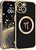 Telaso Magnetic for iPhone 13 Case, Bow Case Compatible with Magsafe Soft TPU Plating Bumper Electroplated Military Grade Protective Flexible Slim Ribbon iPhone 13 Phone Cover for Women Girl, Black