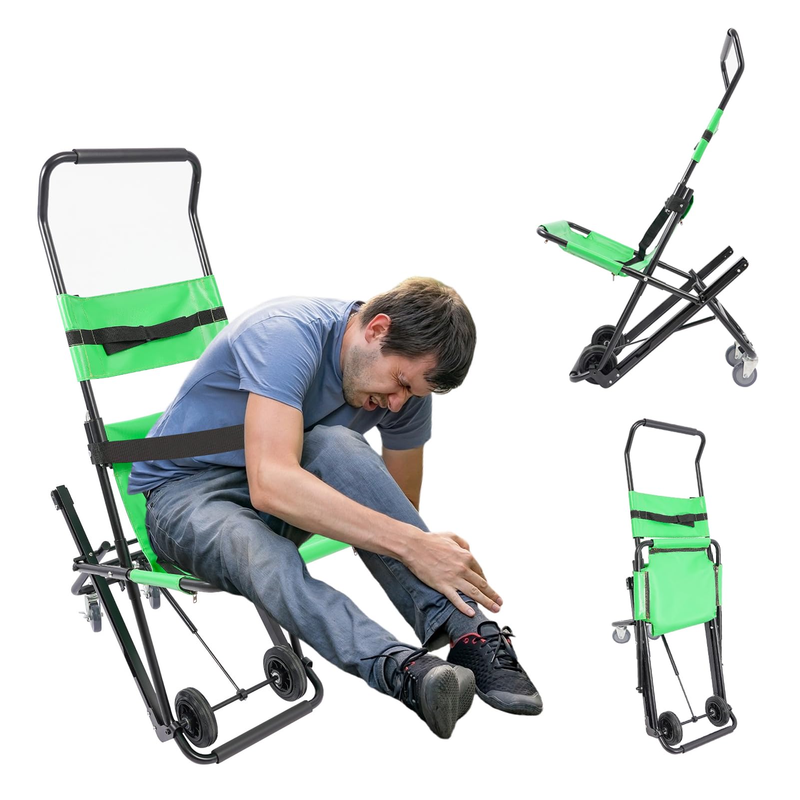 Salvaescaleras Portatil, Silla de escalera para personas mayores con cinturones de seguridad, silla de ruedas de viaje transporte manual Silla para discapacitados (utilizar para bajar escaleras)