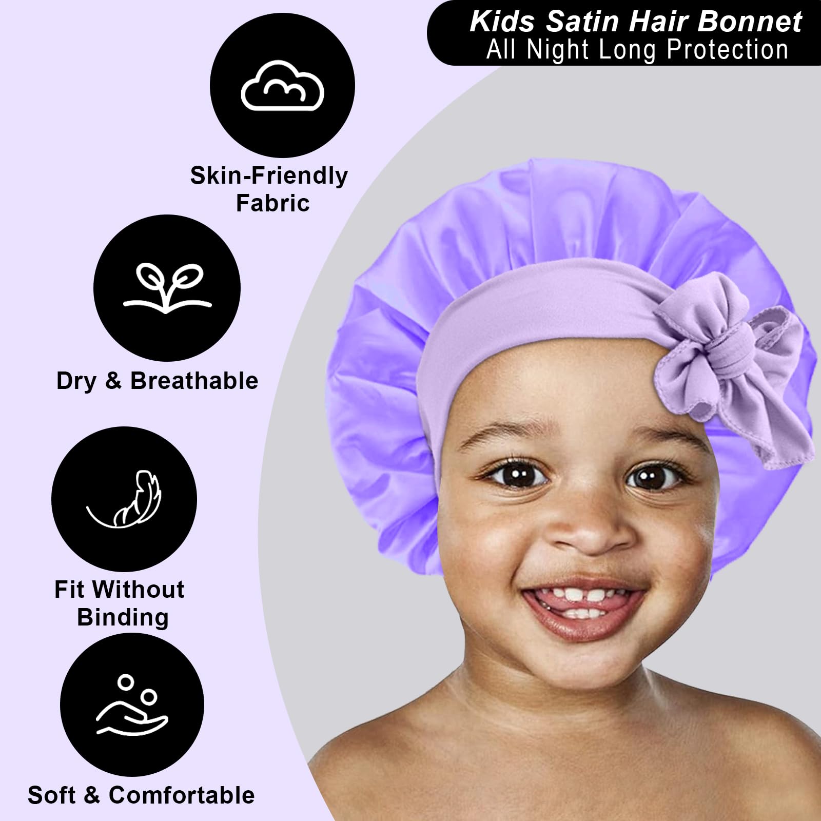 3Pcs Kids Silk Satin Bonnet for Sleeping - Image 4