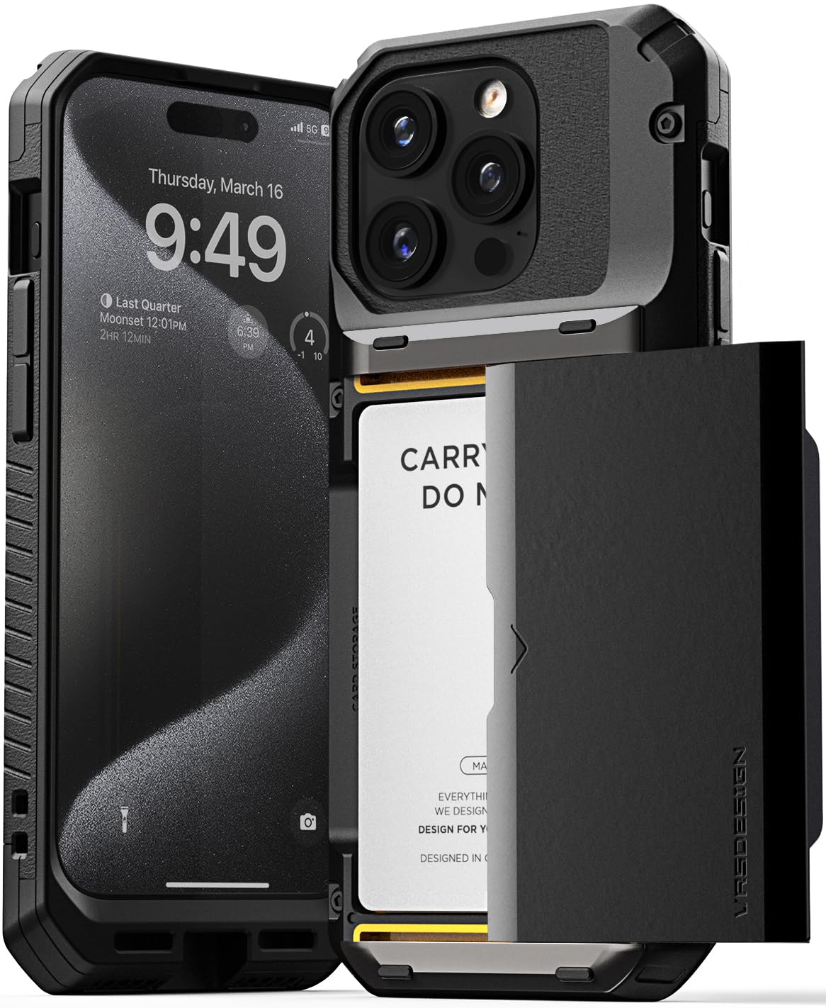 VRS DESIGN Sturdy Semi Auto Wallet Phone Case for iPhone 15 Pro
| VRS DESIGN Logo Black Damda Glide Pro Case for iPhone