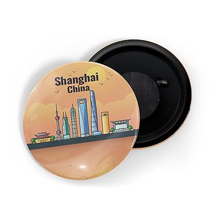 dhcrafts Fridge Magnet Orange Shanghai China Glossy Finish Design Pack of 1 (58mm)