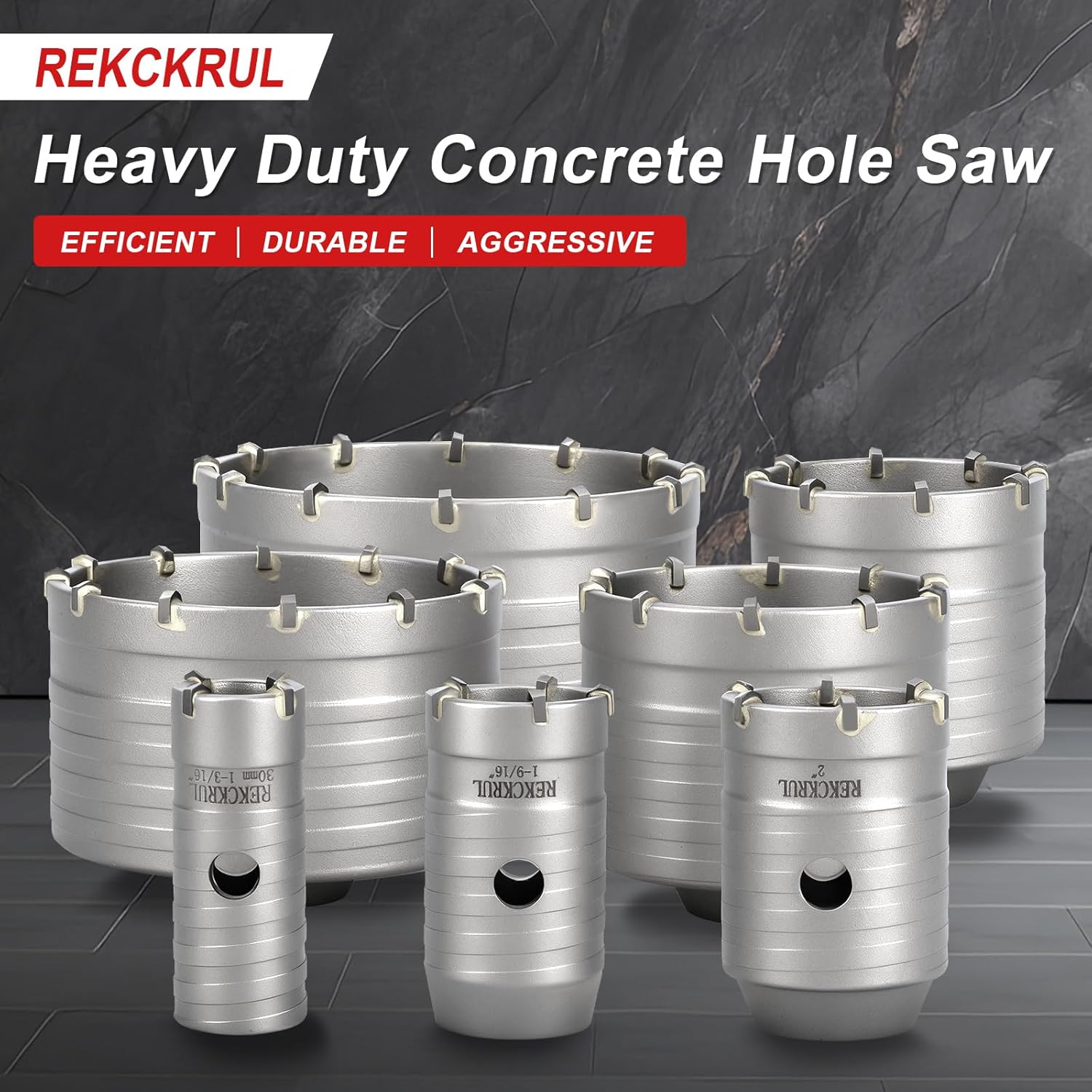 Professional 39PCS Concrete Hole Saw Kit with SDS Plus & Max Shank, 30/40/50/65/80/100/110mm Masonry Hole Cutter Set for Concrete, Brick, Cement, Stone, Wall Drilling