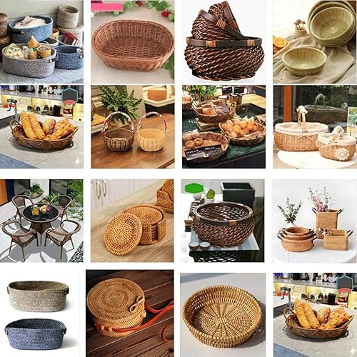 Miniatura 3 de Queenbox Material de tejido de ratán sintético de 17.64 oz (229.7 ft), 0.118 in de ancho, ratán de plástico redondo sólido de polietileno para