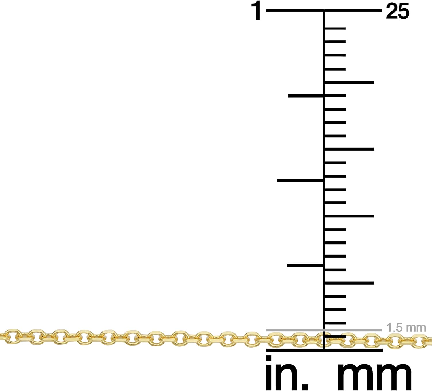 Kooljewelry 14k Yellow Gold 1.5 mm Diamond-cut Cable Chain Necklace (16, 18, 20, 22, 24 or 30 inch)