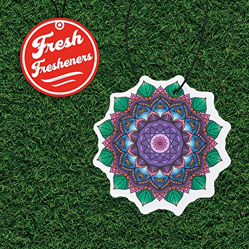 Image of Cute Decorative Mandala Car Air Freshener 4 Pack Scented With Premium Oils By Fresh Fresheners
