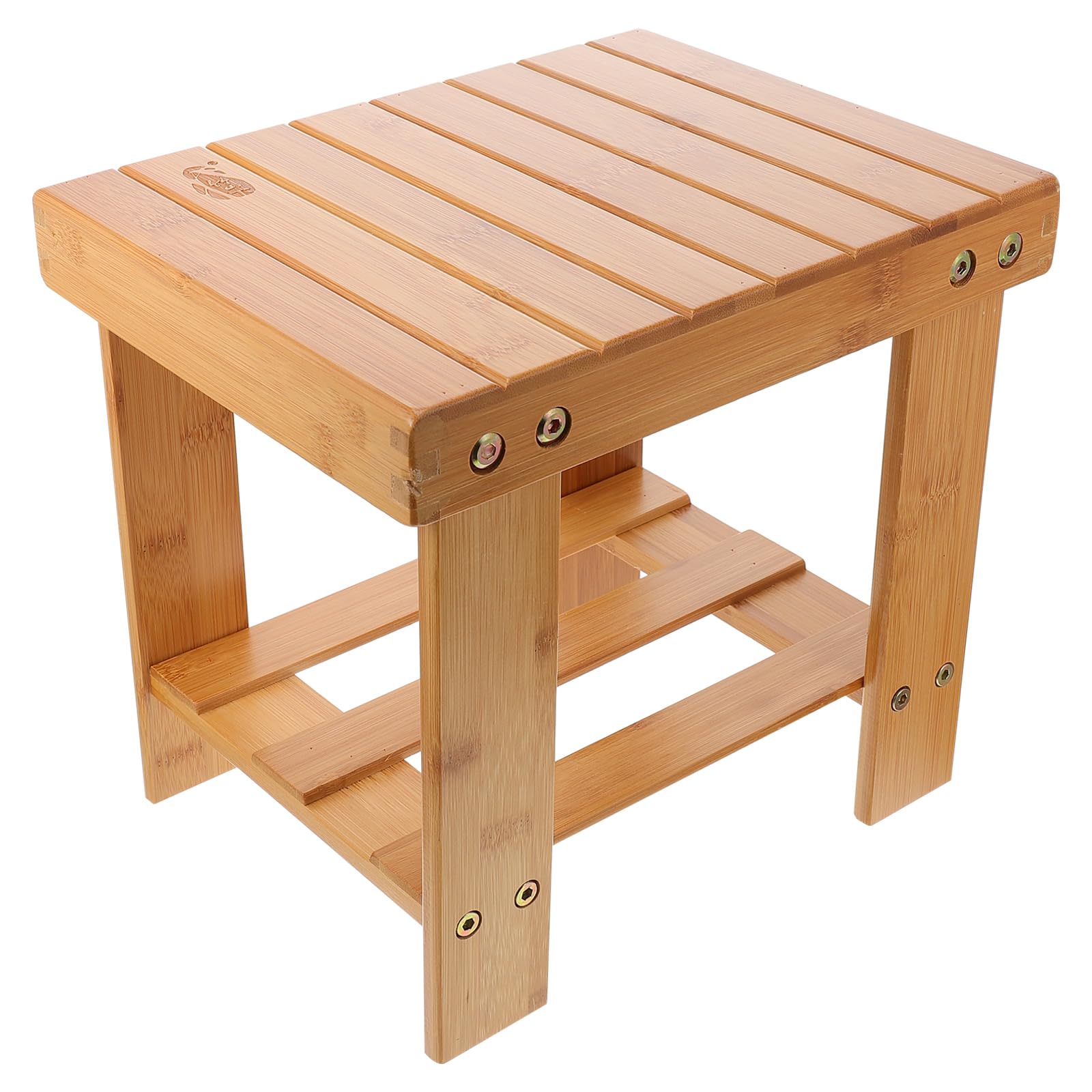 Tabouret carré en bambou naturel TIDTALEO stable et polyvalent pour chambre d'enfant