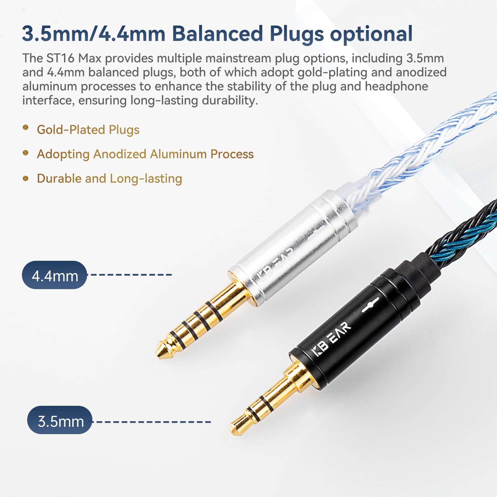 Amazon | keephifi 1.5m/5フィート 2ピン IEMケーブル 4.4mm KBEAR 