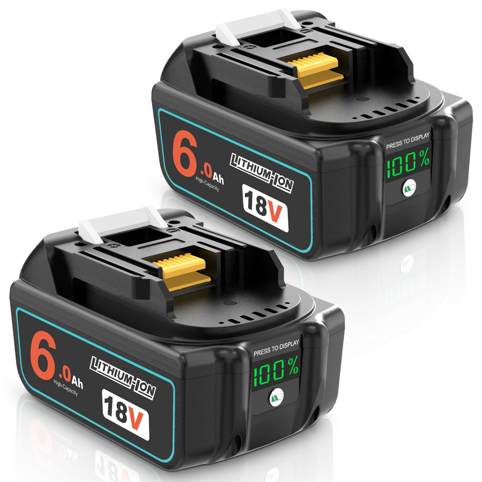 QUPERR 2er-Pack 18V 6,0Ah Akku kompatibel mit Makita 18V Werkzeuge | Mit LED-Ladeanzeige, 6,0Ah Kapazität und intelligentem Schutz vor Überladung, Überhitzung und Kurzschluss