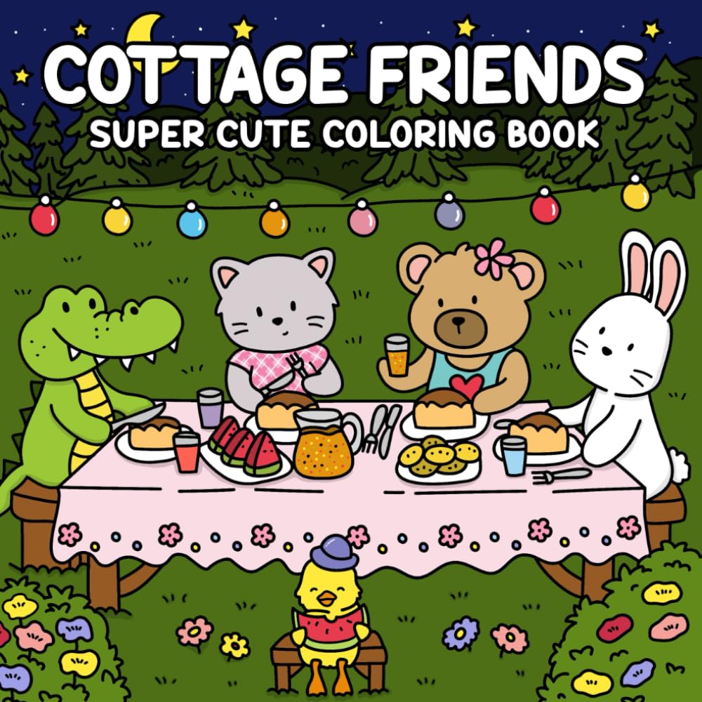 Cottage Friends Coloring Book: Super Cute Coloring Pages for Adults, Teens, and Kids with Adorable Animal Characters | Simple and Fun Designs.