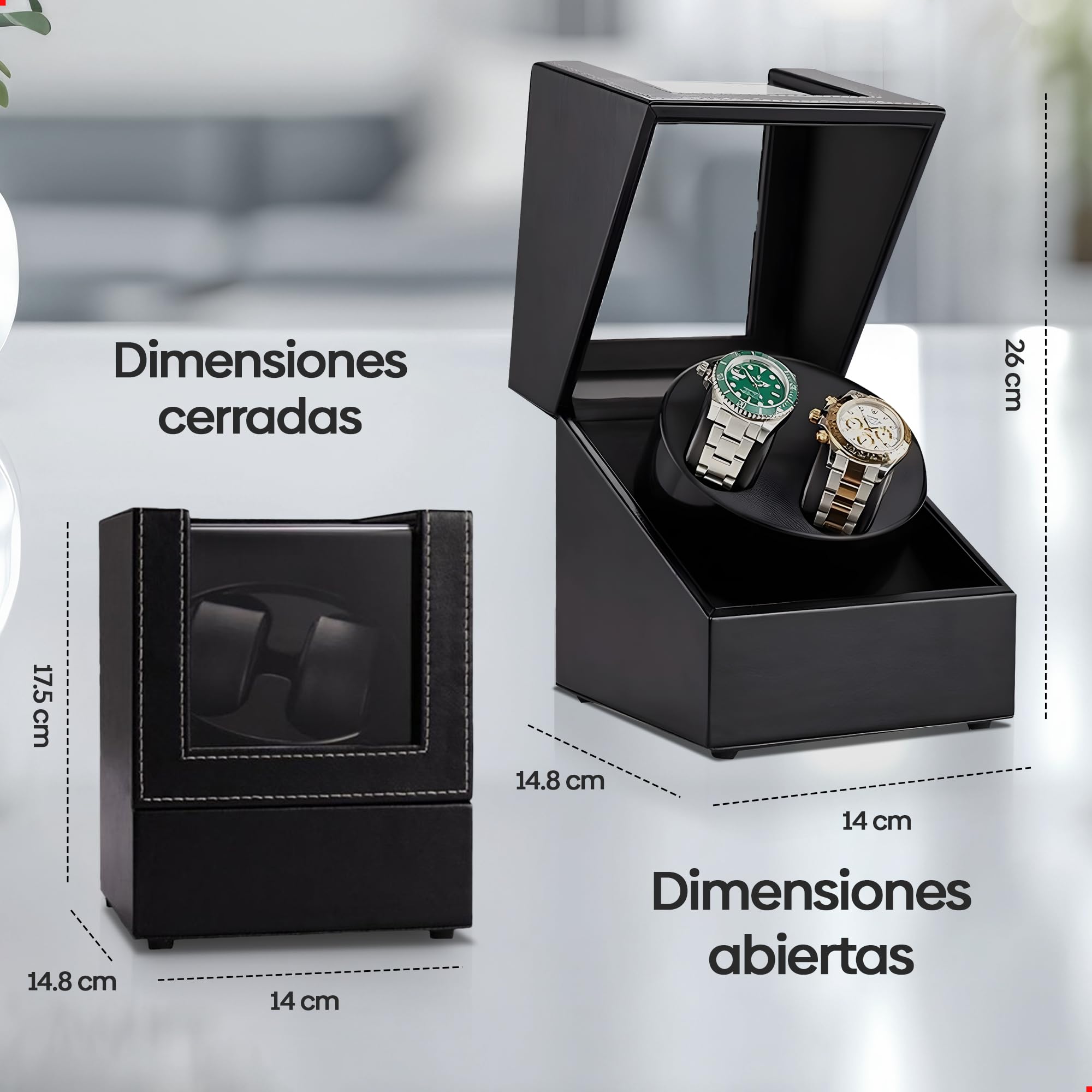 Olvy Caja Enrollable Relojes automáticos, Motor Extremadamente silencioso