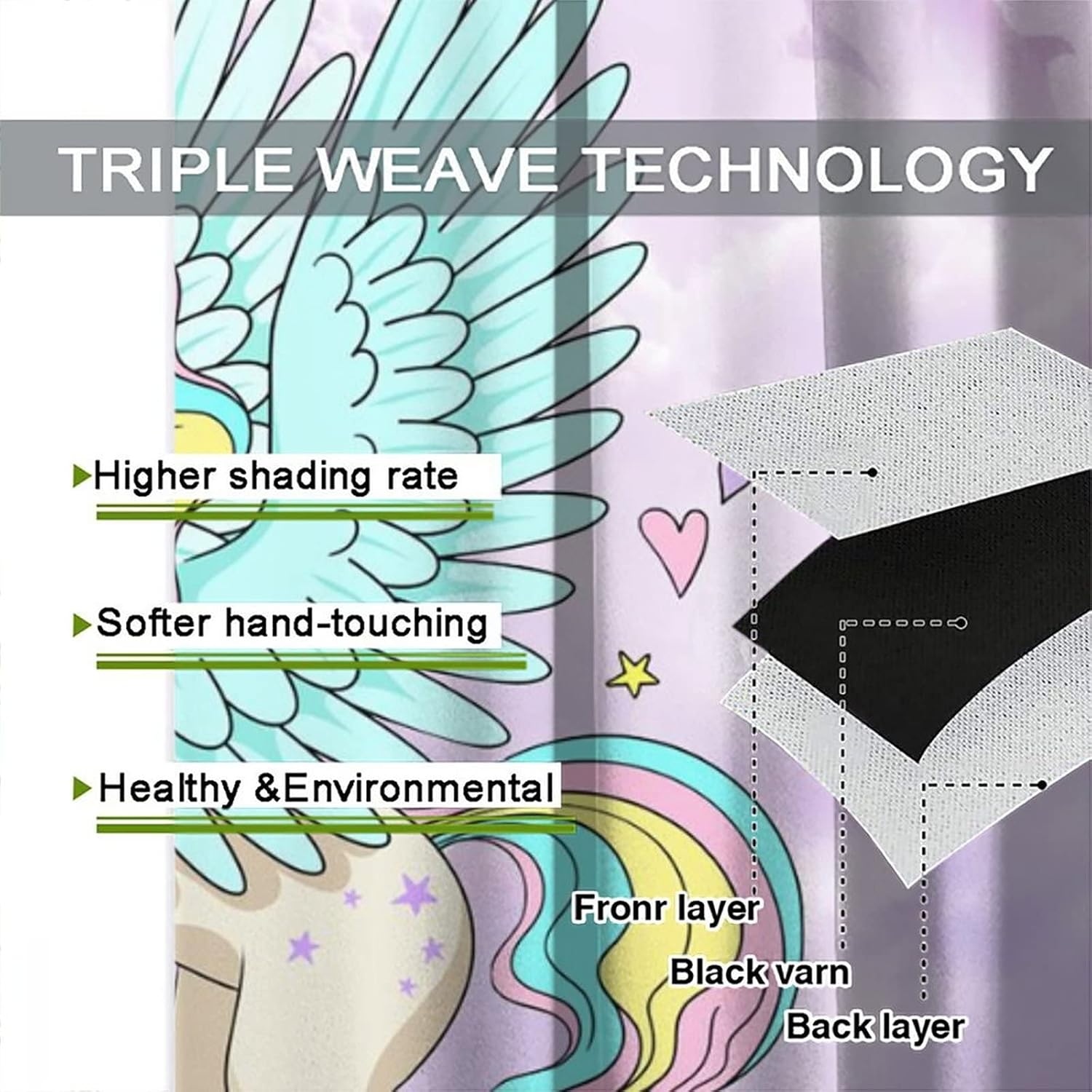 Cute Cartoon Unicorn Blackout Curtains for Bedroom,Pink Starry Sky Rainbow Print Animal Dolphin Theme Window Treatments Rod Pocket 2 Panels 63L x 31.5W