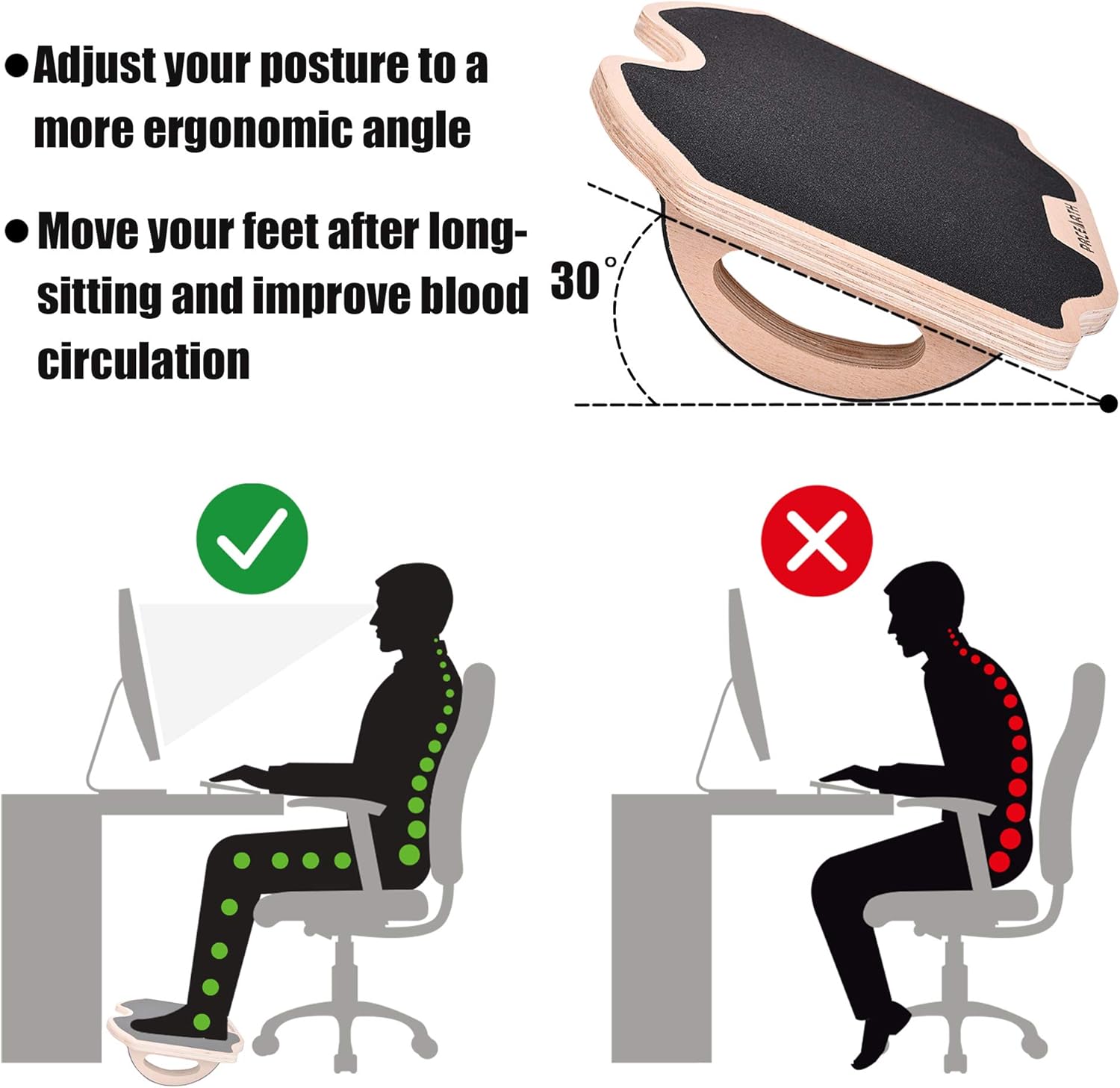 PACEARTH Foot Rest Under Desk, Larger Size Office Desk Footrest,Rocking Foot Nursing Stool,Rocker Balance Board,Ergonomic Design for Posture Support, Office and Home Use(17x13x4 inch) : Office Products