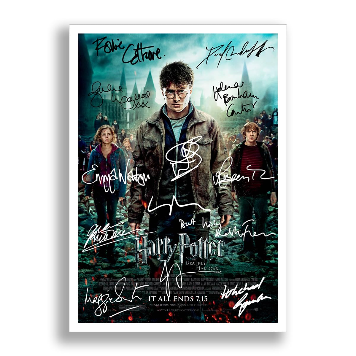 Mounted Gifts Trading Harry Potter All Movie posters cast signed autograph poster photo print photograph artwork wall art picture Film ((A4 Poster) Harry Potter and the Deathly Hallows β Part 2)