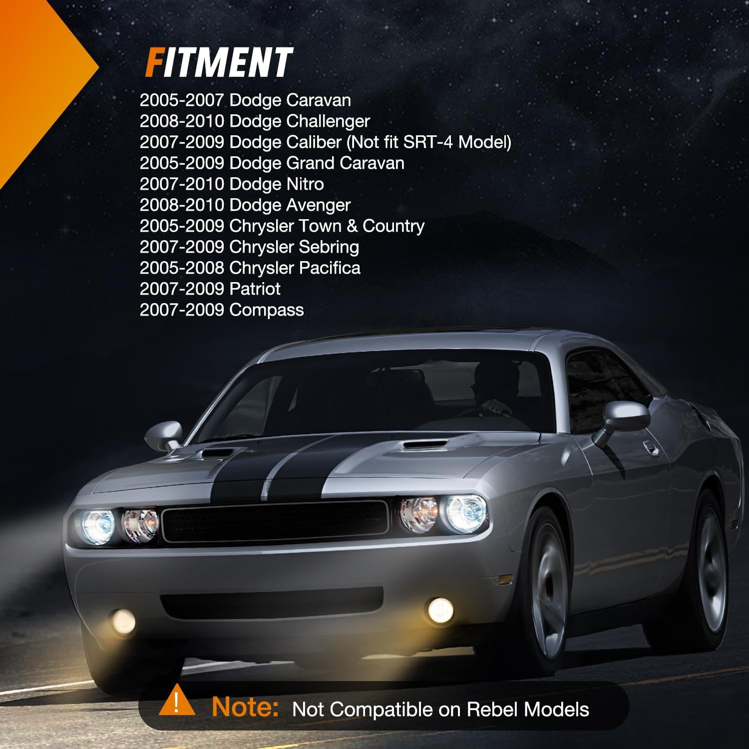 Nilight Fog Lights Assembly Compatible with 2005 2006 2007 2008 2009 2010 Dodge Grand Caravan Challenger Charger Caliber Nitro Avenger Chrysler Town & Country Pacifica Jeep Patriot