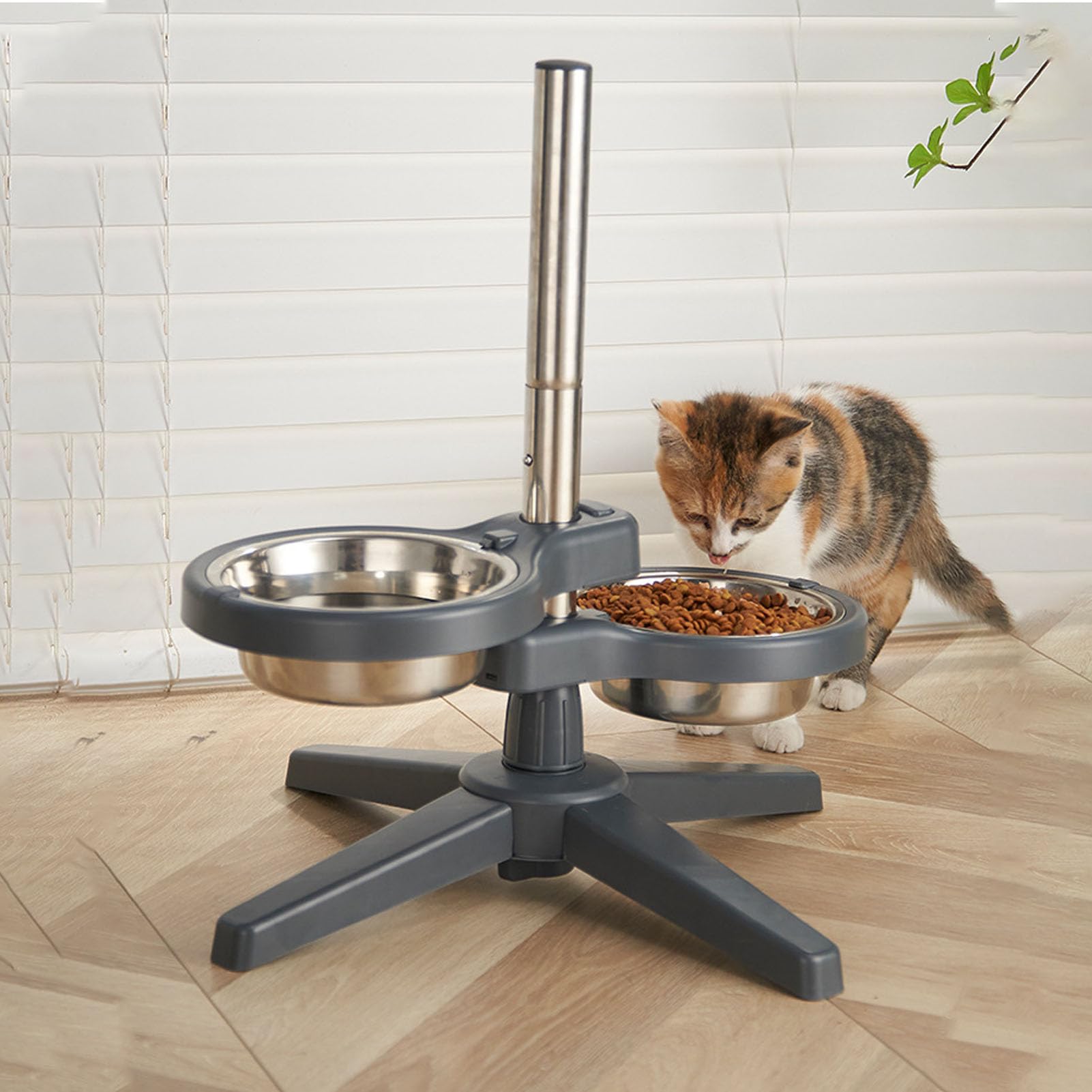 Asixxsix Gamelles Surélevées pour Chien, Gamelles Surélevées Réglables en Hauteur avec Double Gamelle en Acier Inoxydable, Base Antidérapante pour Chiens Chats de Taille Moyenne et Grande