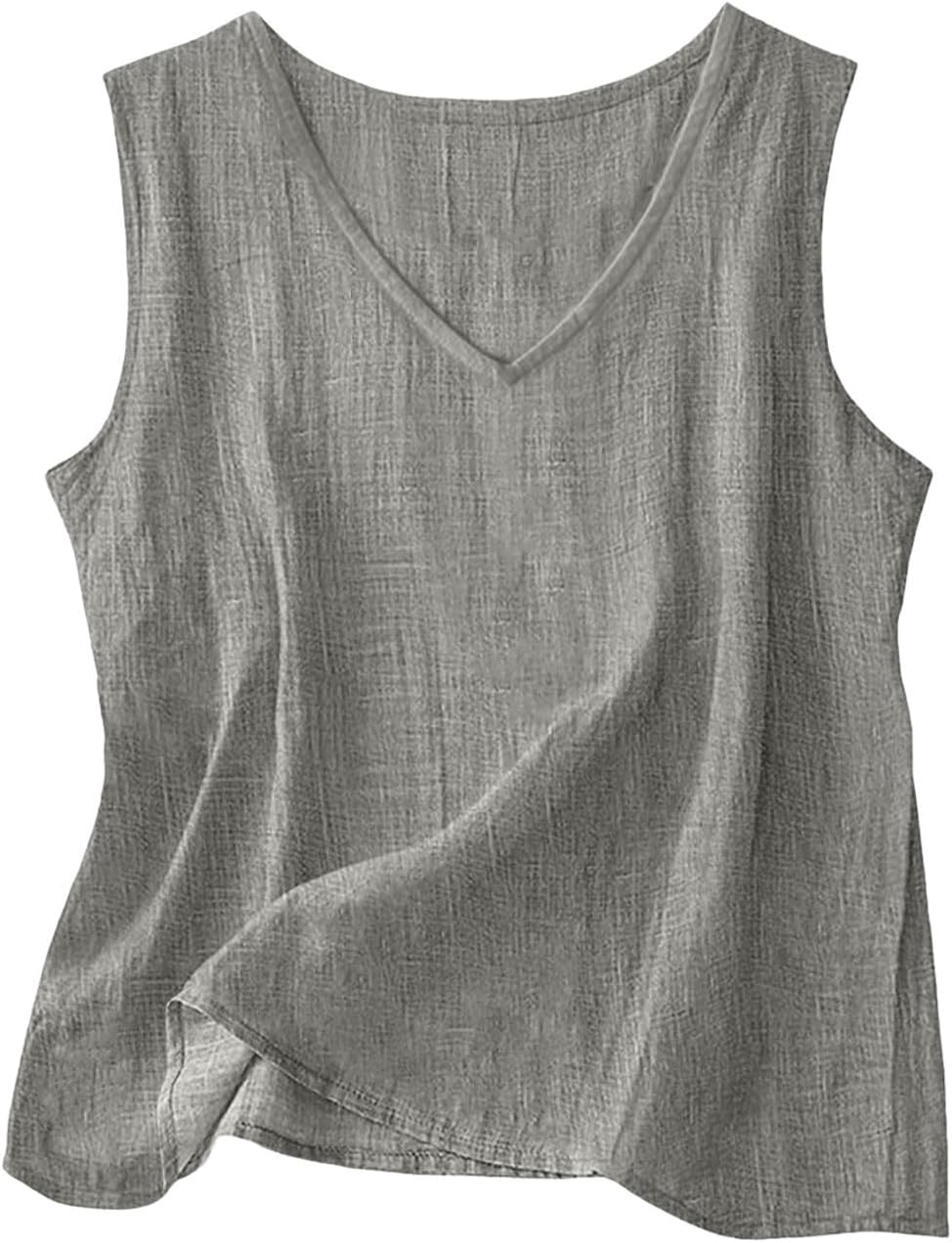 Women's Linen Crop Tank Tops Sleeveless T Shirts Gauze Peasant Summer Blouse Boho Beach Vacation Clothes