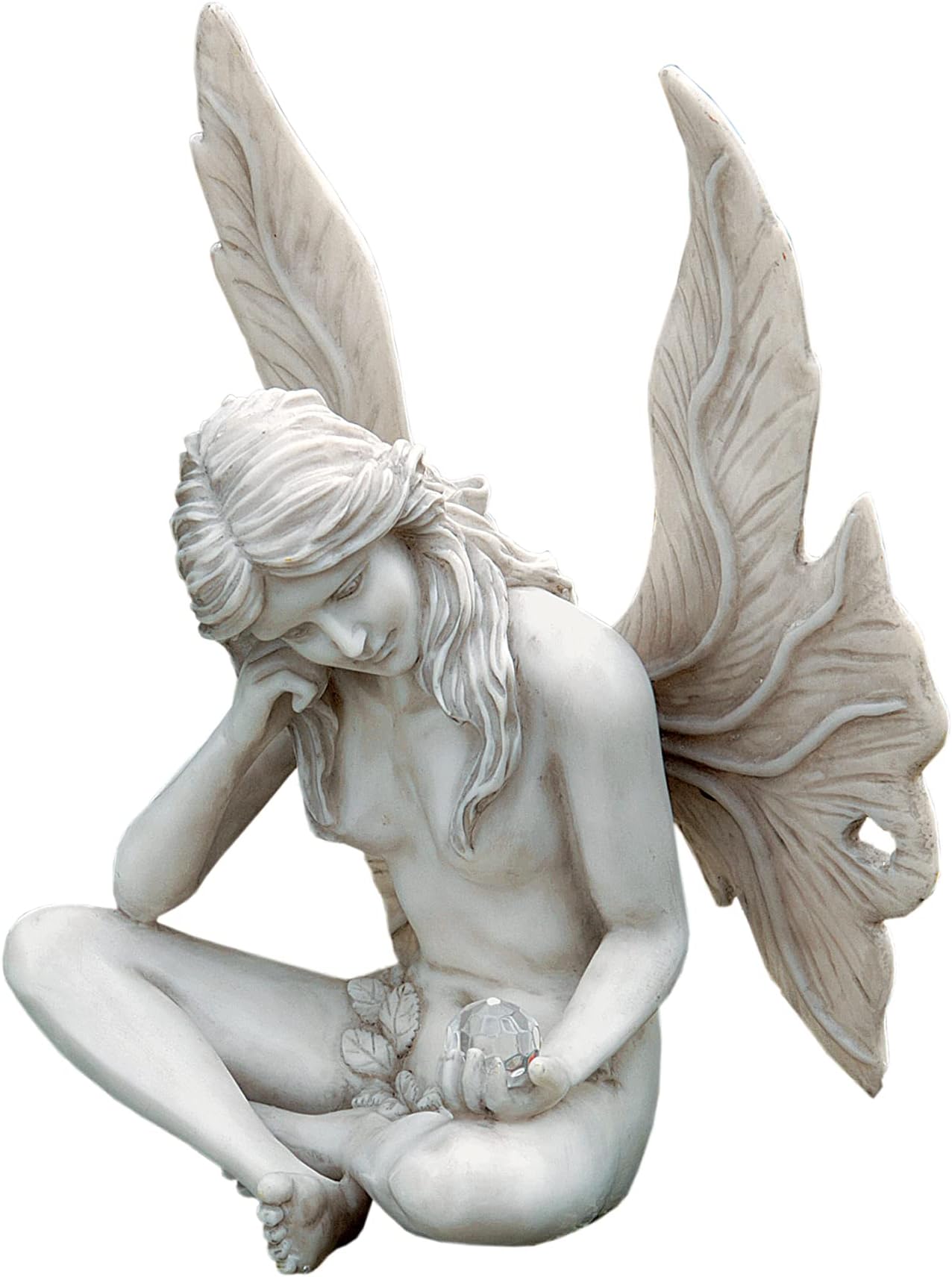 Gazing Secret Garden Fairy Statue, 25.5 cm, Polyresin, Antique Stone