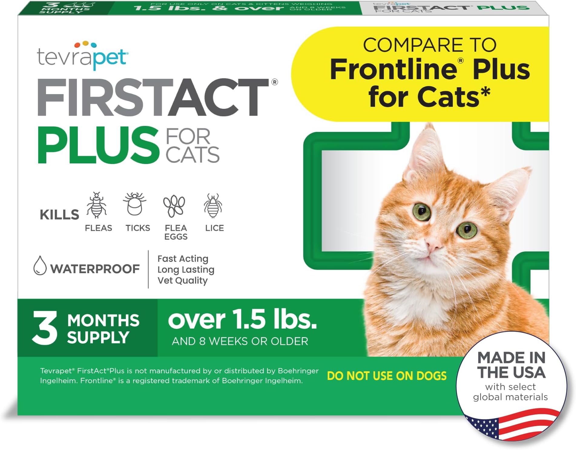 TevraPet First Act Plus Flea and Tick Topical for Cats (1.5lbs)