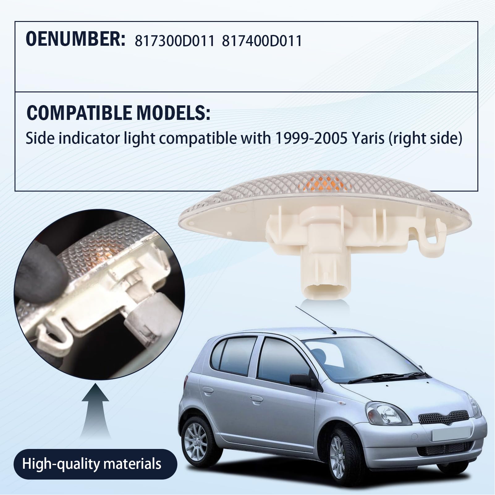 Indicatore Di Direzione Laterale Destro Per Toyota Yaris 1999-2005 - Ricambio 817300D011