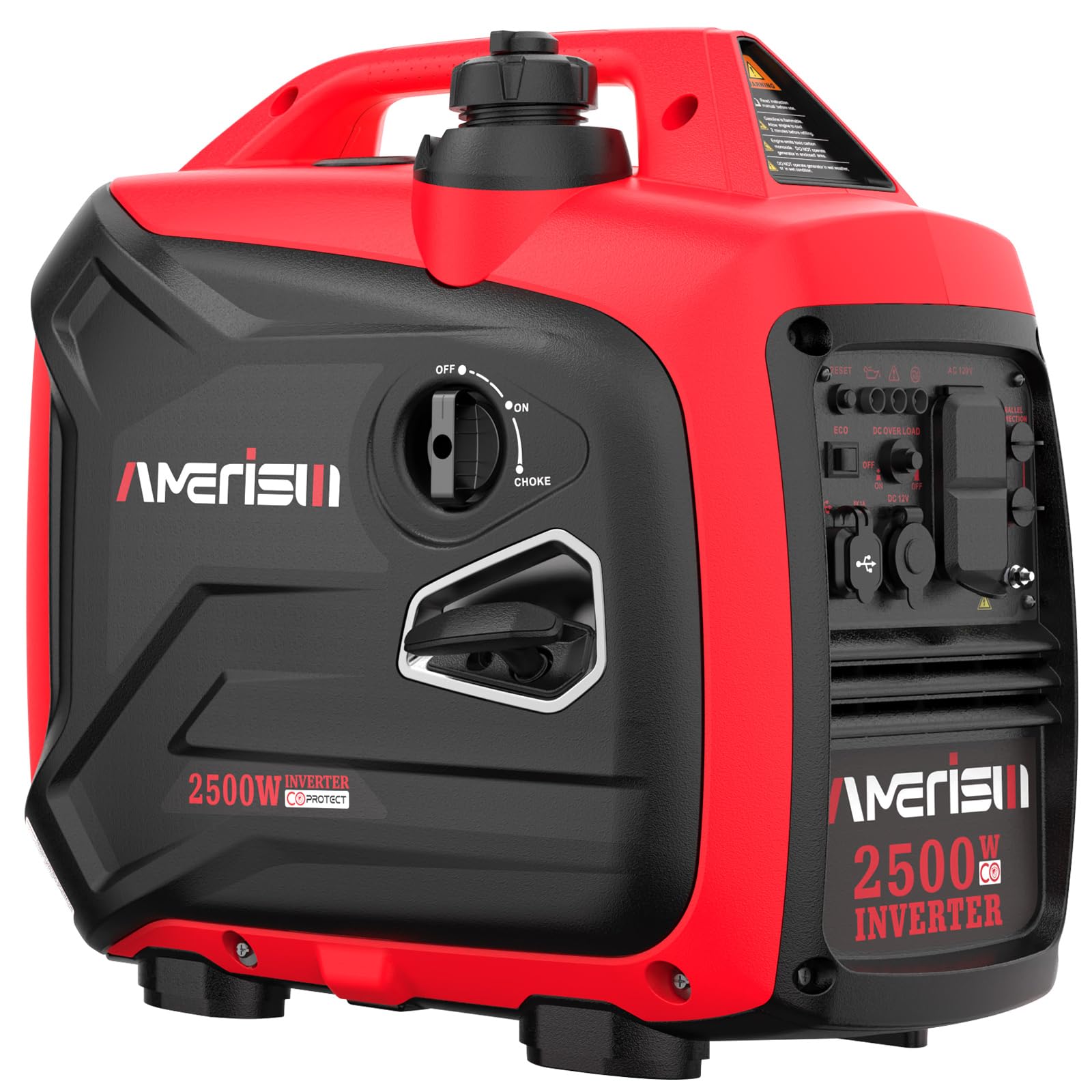 AMERISUN Inverter Generator 2500W, Gas Power Generator with CO Sensor for Camping and Home Backup, Long Runtime & Quiet Operation, 2025 EPA Compliant