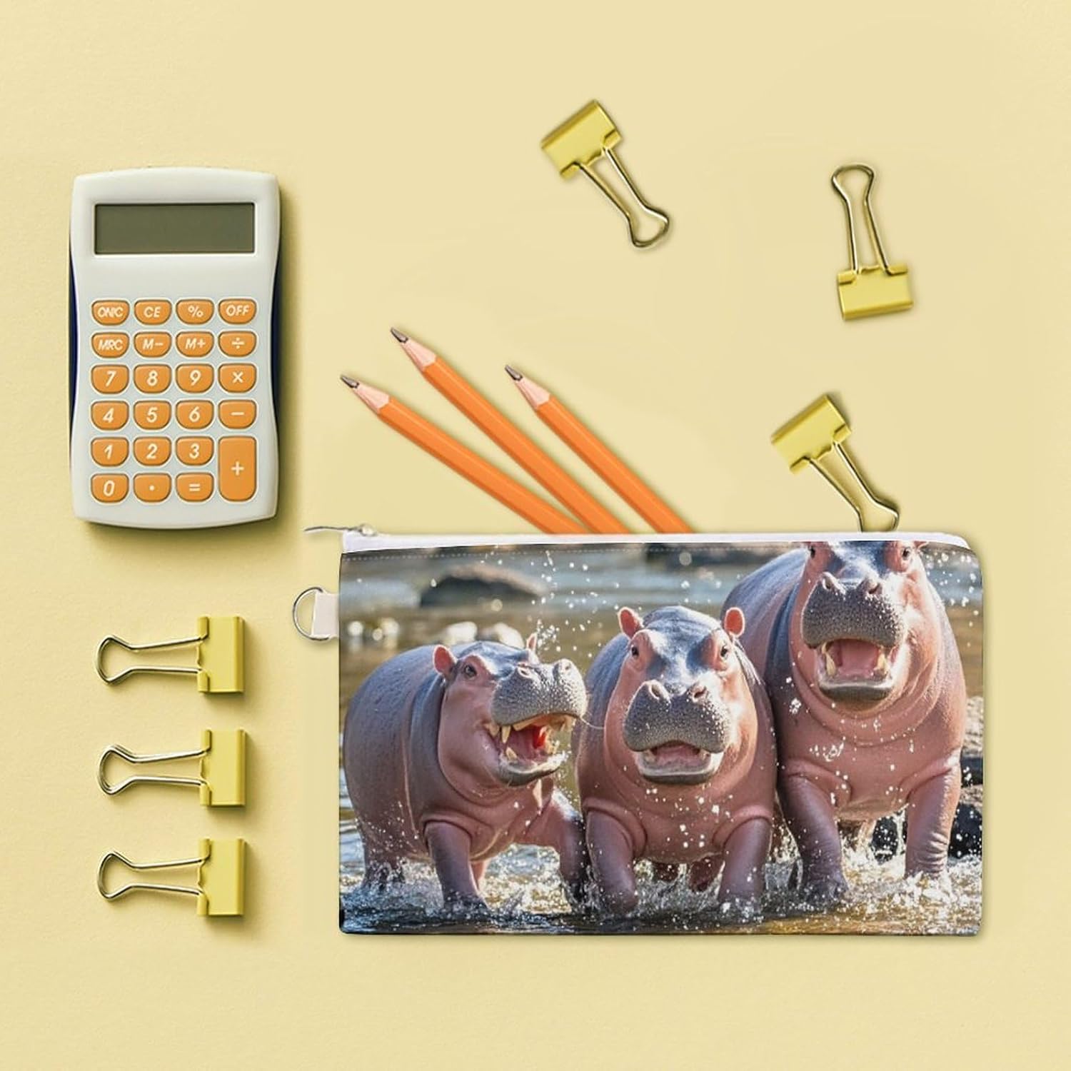 Baby Hippos Coin Purse Coin Pouch with Zipper for Men Women Portable Change Wallet Canvas Coin Bag