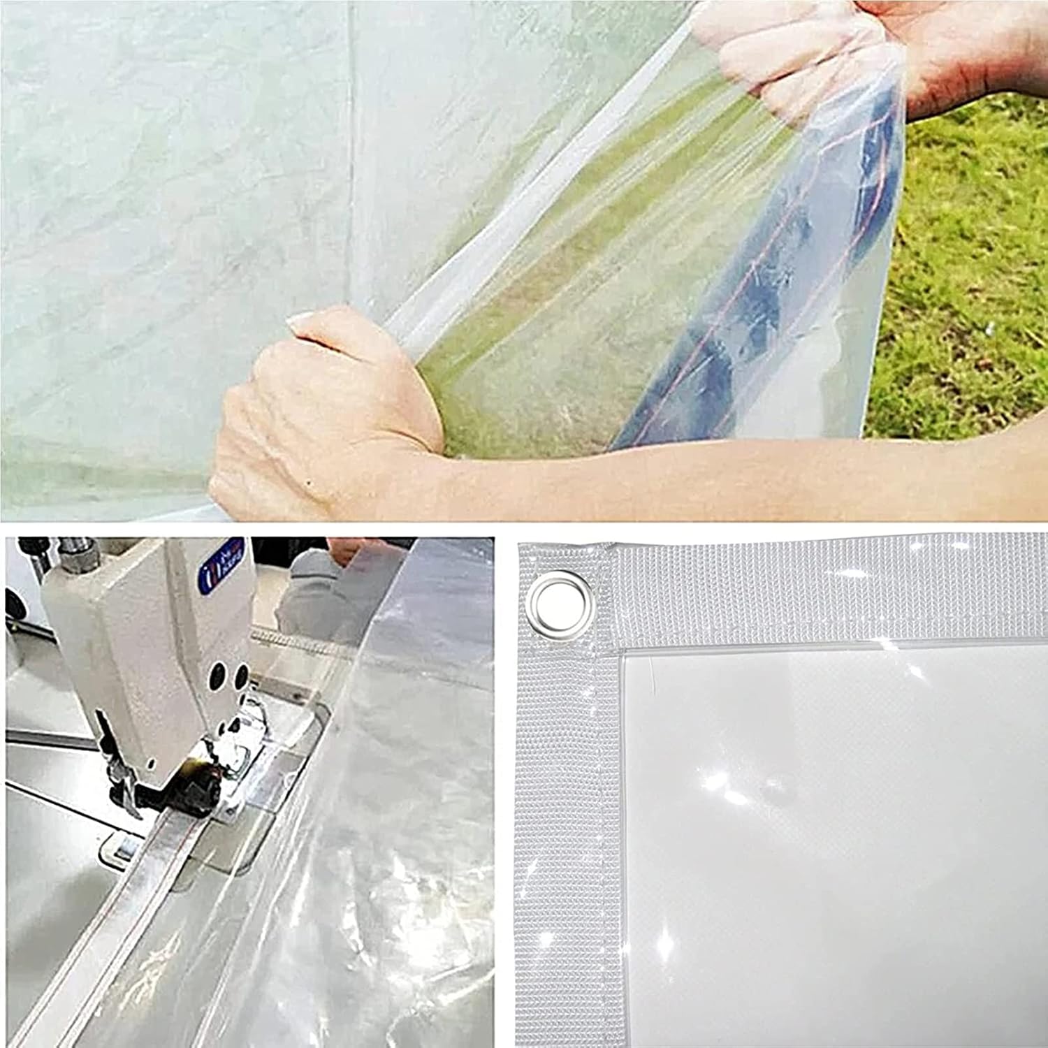 Thicken Transparent Waterproof Tarpaulin PE Clear Cover Tarp Taped Edge with Grommets for Outdoor Garden Patio Curtain Sunscreen, 69 Sizes(2x3.5m/6.56x11.48ft)