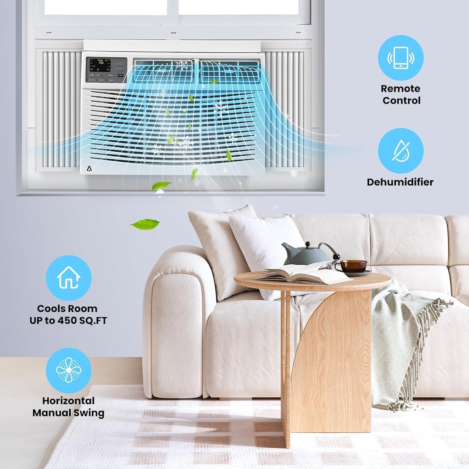 Window Air Conditioner,Fast Cooling., Energy Saving Window AC Unit with Remote Control & Timer Function & Easy Install Kit, Perfect for Small Bedroom (10000BTU with WIFI)