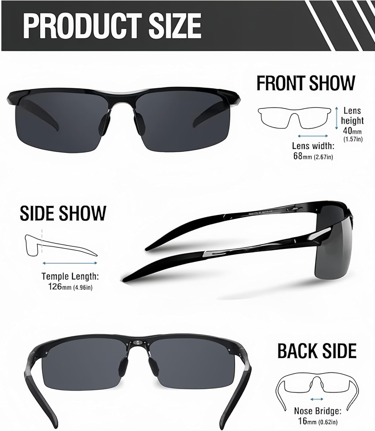 JOLLYNOVA Mens Sports Polarized Sunglasses UV Protection Sunglasses for Men，Ultralight Cools Al-Mg Frame Glasses - Image 5