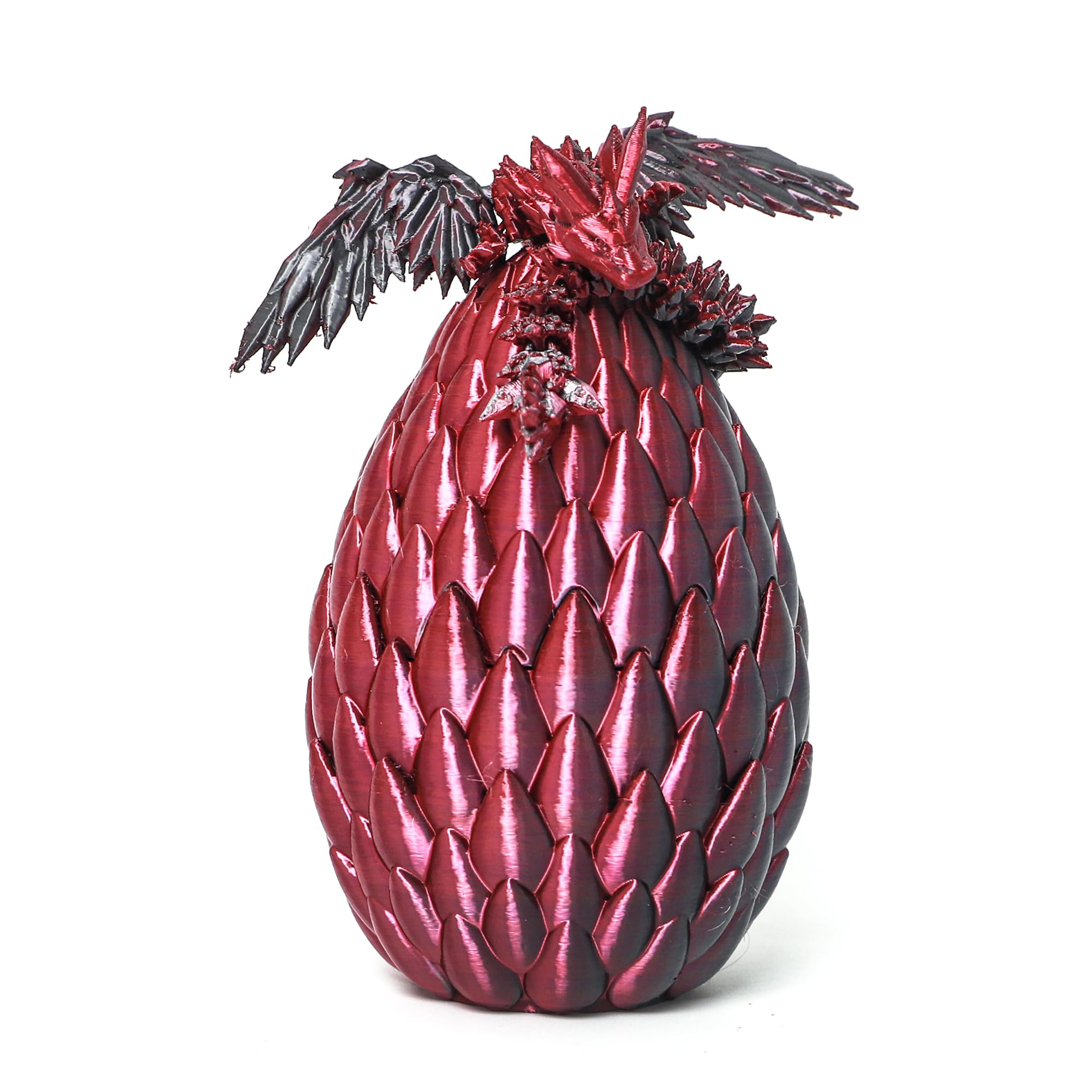 Flavery 3D Printed Flying Dragon in Egg - Black Mix Red - Surprise Easter Basket Essentials with Flexible Winged Dragon Inside, Mystery Beautiful